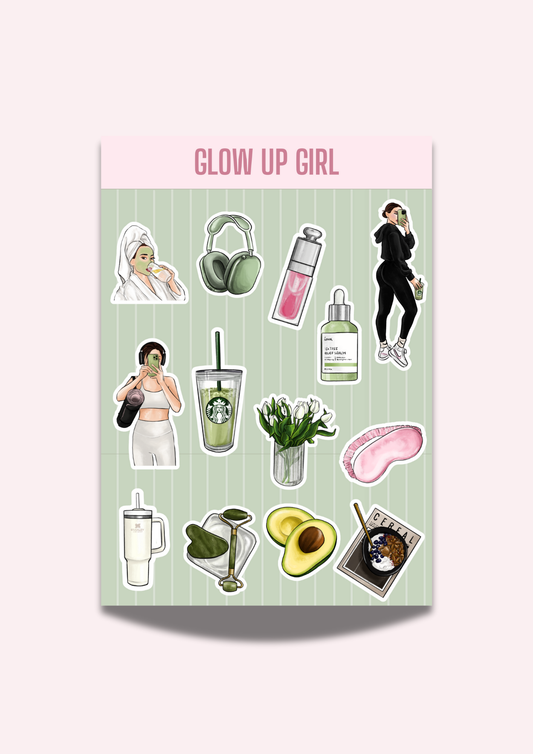 Glow Up Girl Sticker Sheet