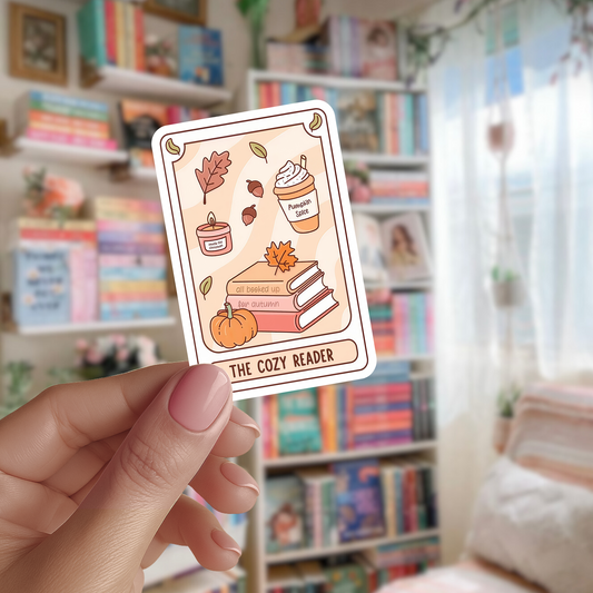 The Cozy Reader die cut sticker