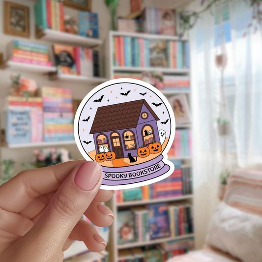 Spooky Bookstore in a Snow Globe die cut