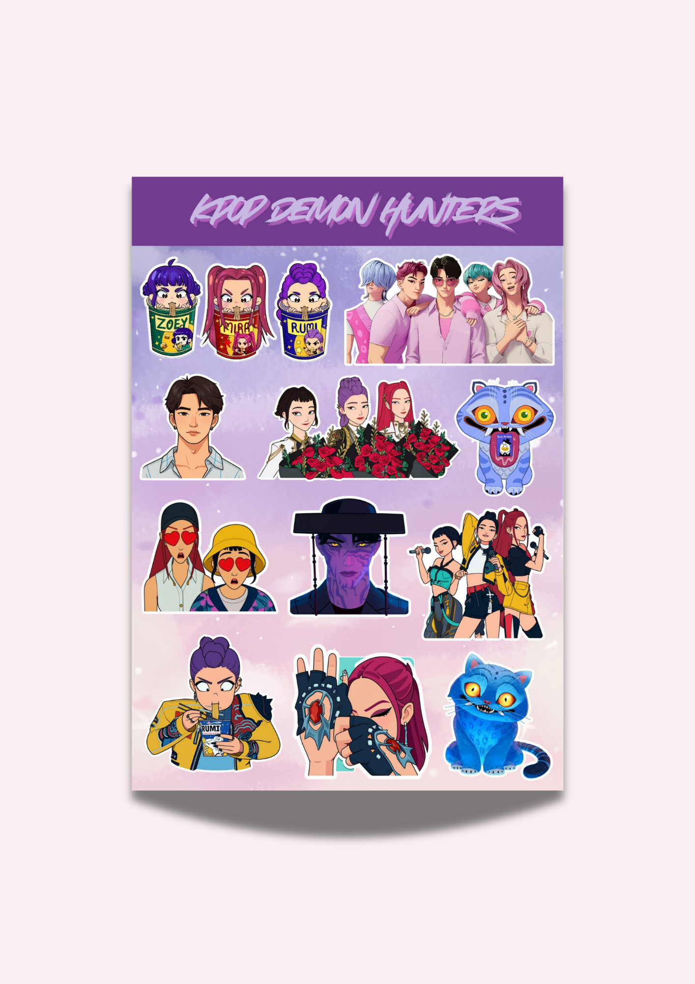 Kpop demon Hunters sticker sheet
