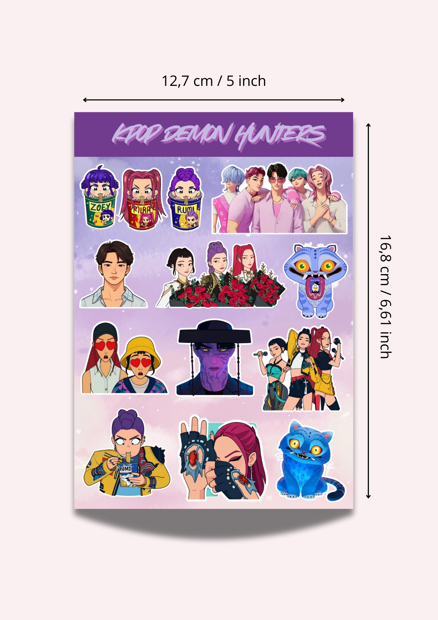 Kpop demon Hunters sticker sheet